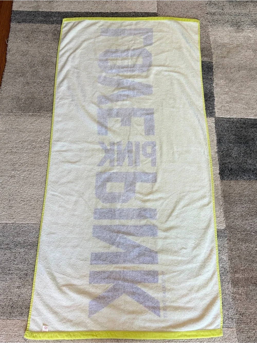 Victoria's Secret PINK Neon Yellow Beach Towel LOVE PINK 56